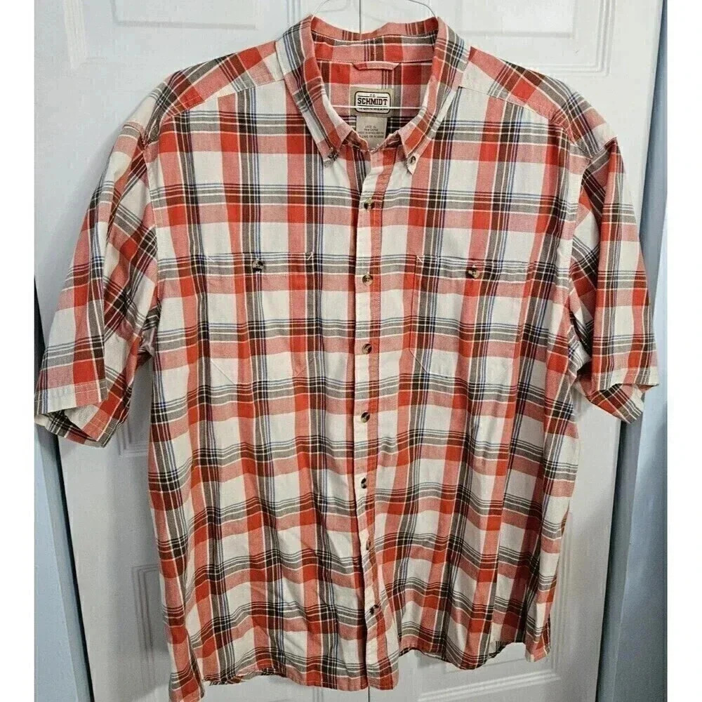 C.E. Schmidt Workwear© Collared Men's Short Sleeve Button Down Shirt XL Colorful